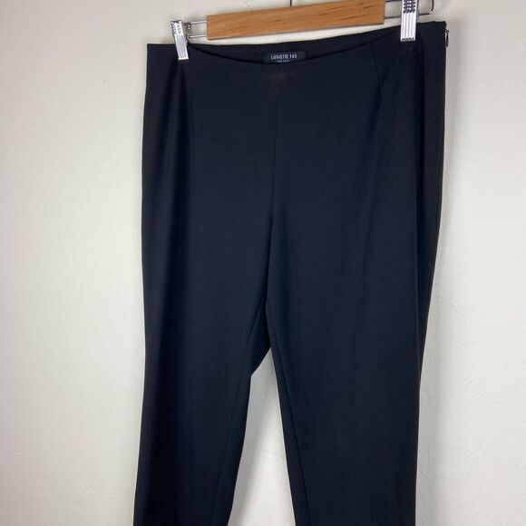 Lafayette 148 Crepe Wool-Blend Straight Leg Pant - Black - Picture 3 of 8
